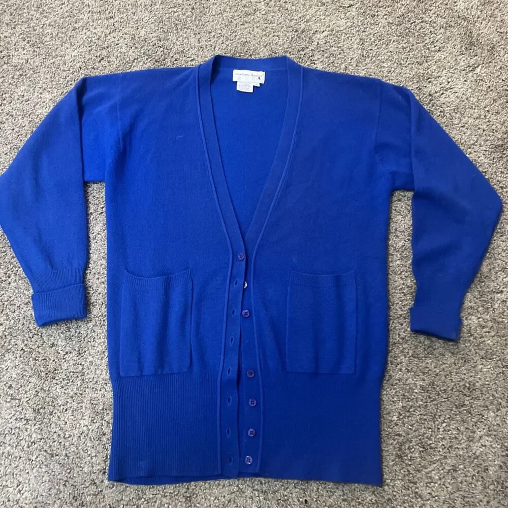 Courtney Rhodes Sweater Vintage Long Heavy Warm Long Cardigan Career Medium USA